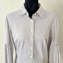 Worthington Striped long sleeve collared button down pleated sleeve shirt Photo 1