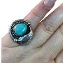 Vintage Blue  Turquoise Leaf Ring, Sterling Silver Native American Ring Sz 4.5 Photo 4