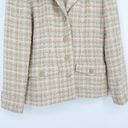 Talbots Vintage  Wool Blend Tweed Blazer Single Breasted Gold Buttons Pink Blue 4 Photo 3