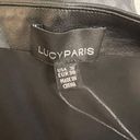 Lucy Paris Black Faux‎ Leather Cami Top Thong Bodysuit Size S NWT Photo 4