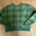 Unif  Green Fuzzy Plaid Cardigan Sweater Photo 9