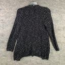 Apt. 9  Medium Women Sweater Cardigan Crochet Long Black White Open Front Pockets Photo 1