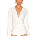 L'Academie  Womens XS Bone White The Amarine Top Deep V Long Sleeve New Collared Photo 0