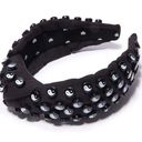 Lele Sadoughi NWT  Jet Yin Yang Fabric Top Knot Headband Beaded Black White Y2K Photo 0