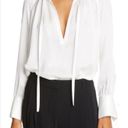 Club Monaco Shirred Tie Detail Blouson Top White Silk sz small Photo 1