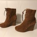 Michael Kors brown suede ankle wedge boots women size 8M Photo 1