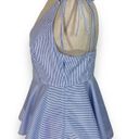 Forever 21 Blue striped peplum camisole top, NEW blue white V-neck sleeveless medium top Photo 1