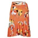 CAbi  Orange Polka & Floral Wrap Skirt  Size XS Photo 0