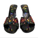 Carlos Santana  Embroidered Black Lacquer Wooden Wedge Slip-On Mules Size 6 1/2 Photo 1