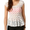 American Eagle  Floral Lace Peplum Top White Medium Photo 0