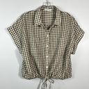 Madewell Seersucker Textured Button Up Green Plaid Tie Bottom Top Large L Photo 2