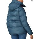 Hunter sz xl  Hoodie Puffer Jacket in dark blue zip up  colorblock fur hood coat Photo 2