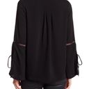 Ro & De  Black Bell Sleeve Embroidered Eyelet Trim Peasant Blouse Top Size XS Photo 1