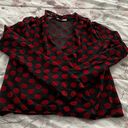 ZARA  Trafaluc red dots black sheer open front boho long sleeve blouse, size S Photo 11