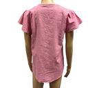 Harvé Benard Harve Benard Washable Linen Cotton Pink Tassel Short Sleeve Blouse Top Women’s S Photo 3