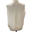 Vintage 80s 90s White Silk? High Neck Top Beaded Open Weave Hem Women Medium Photo 2