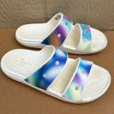 Crocs  Classic Slide Sandals Solarized 2 Strap White Blue Purple Women’s Size 6 Photo 0