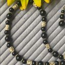 Onyx Vintage | Black  beaded necklace with matching earrings - like new! Photo 2