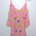 Solitaire New  SWIM Pink&Yellow Pineapple Cold Shoulder Cover Up NWOT Size Small Photo 4