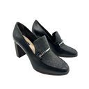 DKNY  Black Grey Leather wool Fabric Slip On Pumps Heels Shoes Women's Size 7.5 Photo 0