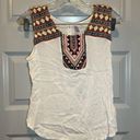 Alya Francesca’s  White Boho Embroidered Accent Gauze Top size L Photo 0