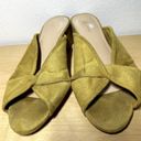 CAbi  Marigold Mule Sandals Suede Slip On Peep Toe Block Heel Mustard Yellow 8 Photo 3