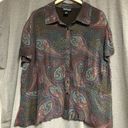 Style & Co , 22W button collared top, short sleeves, brown blue, maroon paisley Photo 7