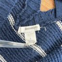 Serendipity  By Victoria Cardigan Sweater Womens Large Blue White‎ Stripe Cutout Photo 1