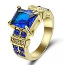 TJ Maxx Size 6 Gold Blue Sapphire Ring Photo 1