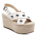 Marc Fisher Leather Embellished Platform Wedge Espadrille Sandals Photo 0