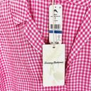 Tommy Bahama  Pink Linen Shirt Tie Front Sleeveless Gingham Way Camp Shirt Sz XL Photo 3