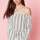 Kendall + Kylie Black and white striped off the shoulder romper  Photo 0