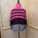 Lou & grey  Striped Wafflestitch Turtleneck Sweater pink gray Sz XL Photo 5