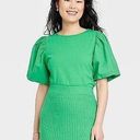 A New Day Green Puff Sleeve Top Photo 0