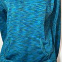 Tangerine Women’s  hooded athletic sweatshirt blue heather peacock Large V-neck Photo 2