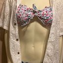 Xhilaration  Floral Strapless Bandeau Bikini Top White Red Blue Size M Photo 4