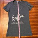 Next Level Apparel Coffee All The Cool Moms Are Doing It Gray Short Sleeve Shirt V-Neck Size Small Photo 5