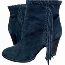 Polo  Ralph Lauren Ankle Booties Suede Boots Fringe Leather Black Western 9 Photo 0