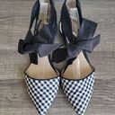 White House | Black Market , Eliza Gingham D'Orsay Ankle Ribbon Flats, Size 7.5 Photo 3