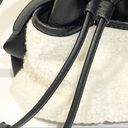 American Eagle  Black Faux Leather White Sherpa Bucket Bag Photo 1