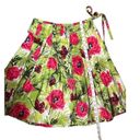 Talbots  Poppy Butterfly Floral Green and Red Pleated Cotton Skirt 4P Photo 4