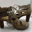 Paul Green  Hana Sandals Taupe Embossed Nubuck Leather Ghillie Platform Heel 7.5 Photo 8