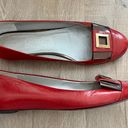 Salvatore Ferragamo Red Leather Flat Shoes Size 7 B Photo 2