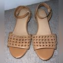 Loft  Woven Leather Ankle Strap Block Heels SIZE 6 tan bohemian beachy chic Photo 4