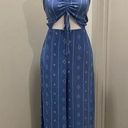 Salty Lemon  Blue & White Patterned Sleeveless Jumpsuit - S Photo 0