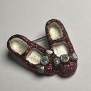 Rudy Red Dorothy Shoes Wizard Of Oz Glitter & Rhinestone Silver Tone Brooch Pin Photo 5