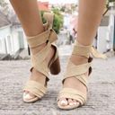 Raye  x Revolve Suede Wrap Tie Mia Tan Heels - 6 Photo 0