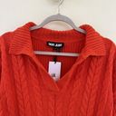 DKNY  Jeans Cable Sweater Knit V-Neck Long-Sleeve XLARGE Orange Tangerine Photo 3