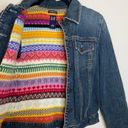 Gap  Denim Trucker Jean Jacket Rainbow Southwestern Wool Lining Sz Small Vintage Photo 4