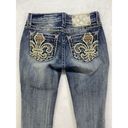 Miss Me  Jeans Womens Sz 25 cuffed capri Denim Embellished Fleur de lis Pockets Photo 1